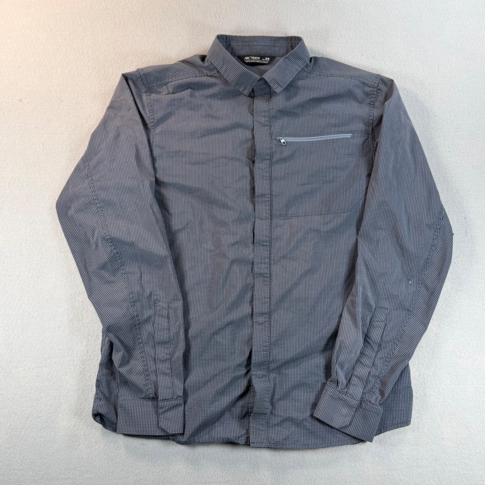 Y2K Arcteryx Kaslo Shirt LS Mens Medium Blue Grid Long Sleeve Button